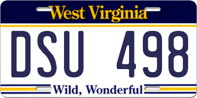 WV license plate DSU498