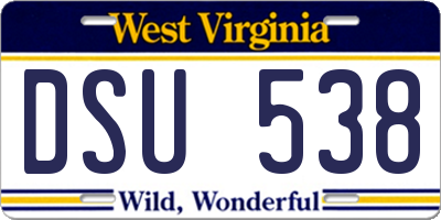 WV license plate DSU538
