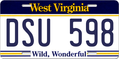 WV license plate DSU598