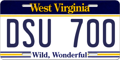 WV license plate DSU700