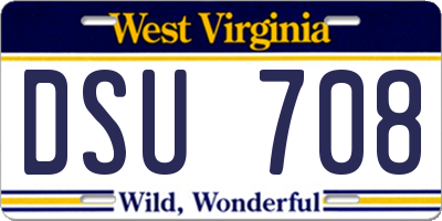 WV license plate DSU708