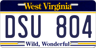 WV license plate DSU804