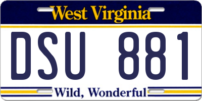 WV license plate DSU881
