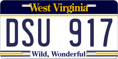 WV license plate DSU917