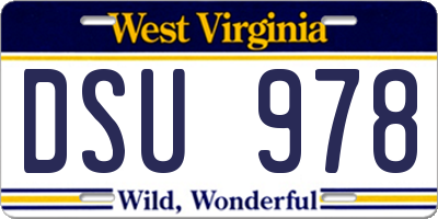 WV license plate DSU978