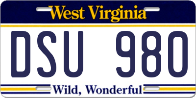 WV license plate DSU980