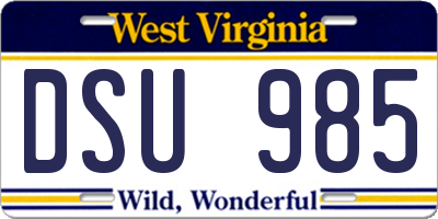 WV license plate DSU985