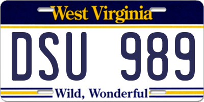 WV license plate DSU989