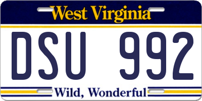 WV license plate DSU992