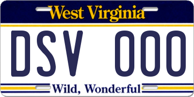 WV license plate DSV000