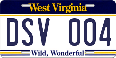 WV license plate DSV004