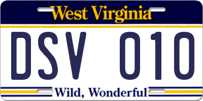 WV license plate DSV010