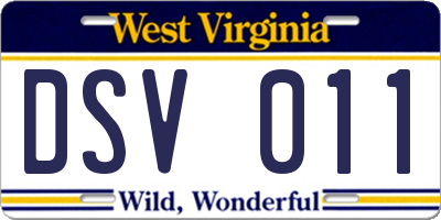 WV license plate DSV011