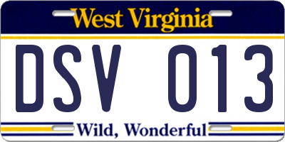 WV license plate DSV013