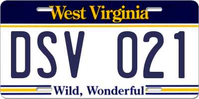 WV license plate DSV021