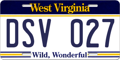 WV license plate DSV027
