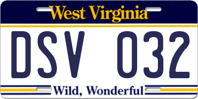 WV license plate DSV032