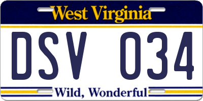 WV license plate DSV034