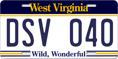 WV license plate DSV040