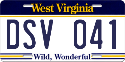 WV license plate DSV041