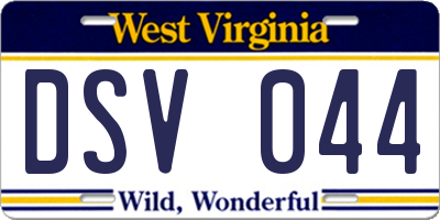 WV license plate DSV044