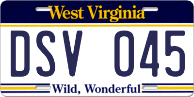 WV license plate DSV045