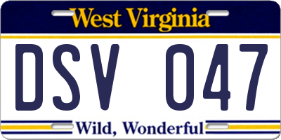 WV license plate DSV047