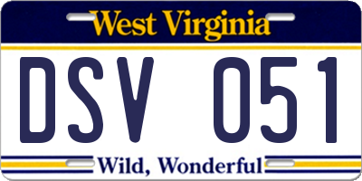 WV license plate DSV051