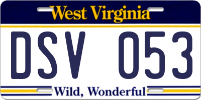 WV license plate DSV053