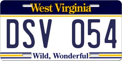WV license plate DSV054