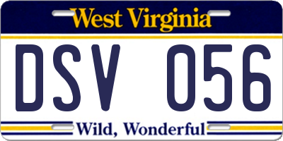 WV license plate DSV056