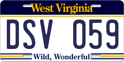 WV license plate DSV059