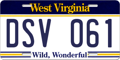 WV license plate DSV061
