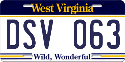 WV license plate DSV063