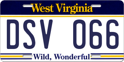 WV license plate DSV066