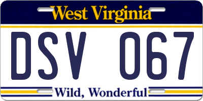 WV license plate DSV067