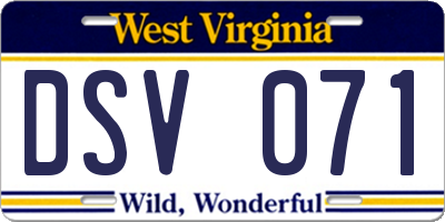WV license plate DSV071