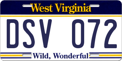 WV license plate DSV072