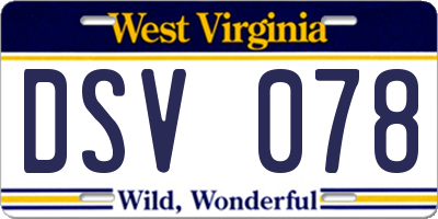 WV license plate DSV078