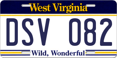 WV license plate DSV082
