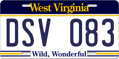 WV license plate DSV083