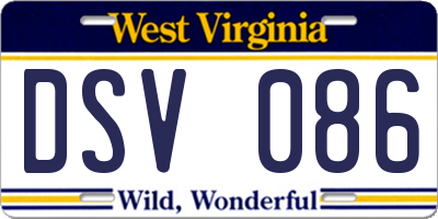 WV license plate DSV086