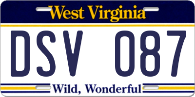 WV license plate DSV087