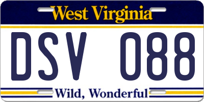 WV license plate DSV088