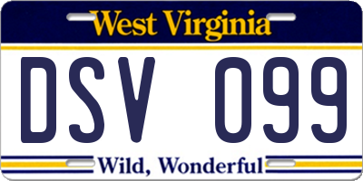 WV license plate DSV099