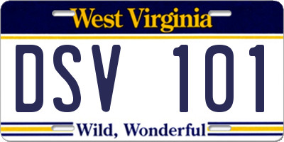 WV license plate DSV101