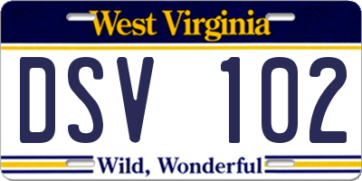 WV license plate DSV102