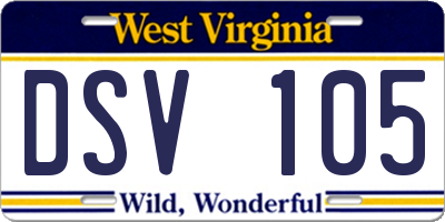WV license plate DSV105