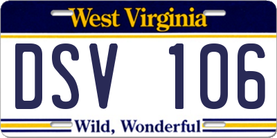 WV license plate DSV106