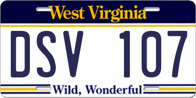 WV license plate DSV107